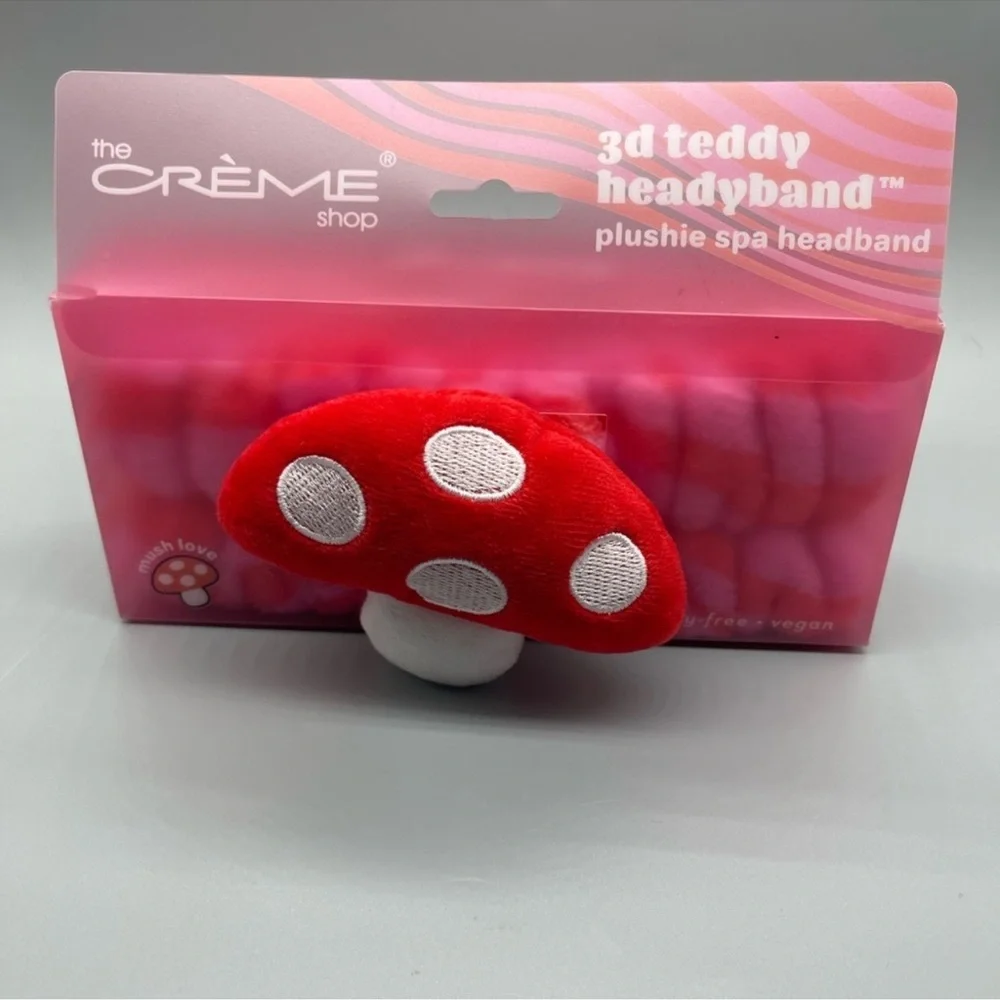 The Crème Shop 3D Teddy HeadyBand 🍄mush love🍄 Plushie Spa Headband, NWT